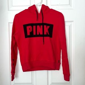 Victoria’s Secret PINK Hoodie Sweatshirt Red Black XS